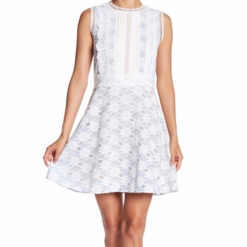 Endless Rose Lace Border Dress Sleeveless White Light Blue Large Flared Mini